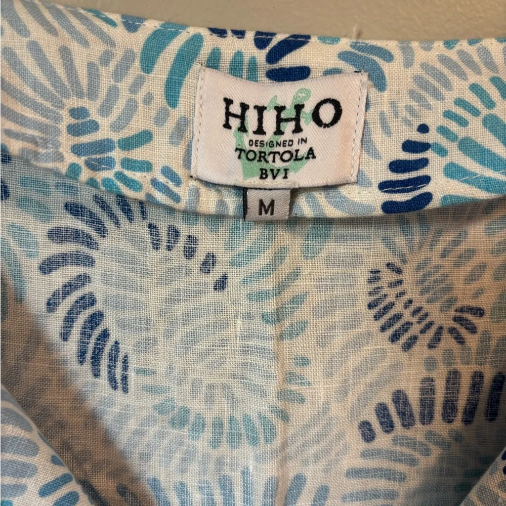 HIHO Blue and White Patterned & Embroidered Linen Dress - Picture 4 of 6